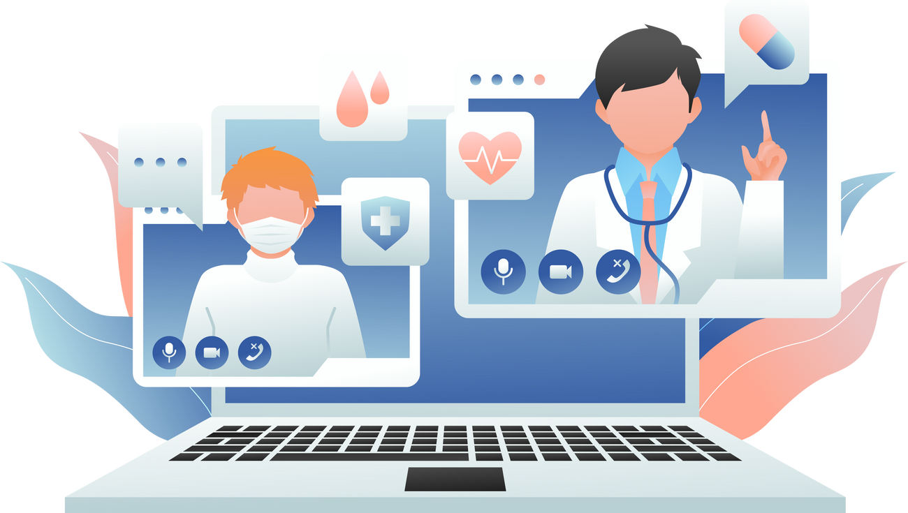 Telemedicine . Doctor and laptop .